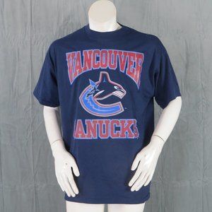Vancouver Canucks Shirt (VTG) - Block Script with Orica Logo - Men's Medium